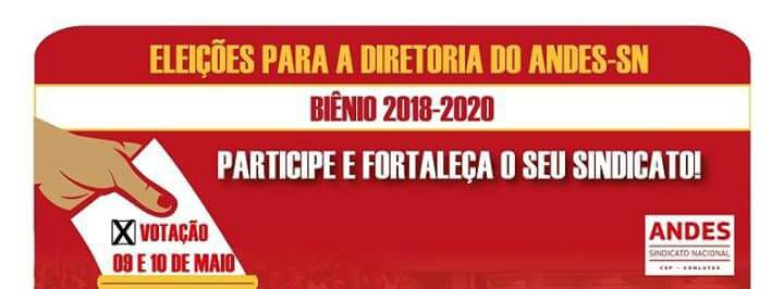 Eleições do ANDES serão realizadas nos dias 9 e 10 de maio. ADUFERSA terá pontos de votação